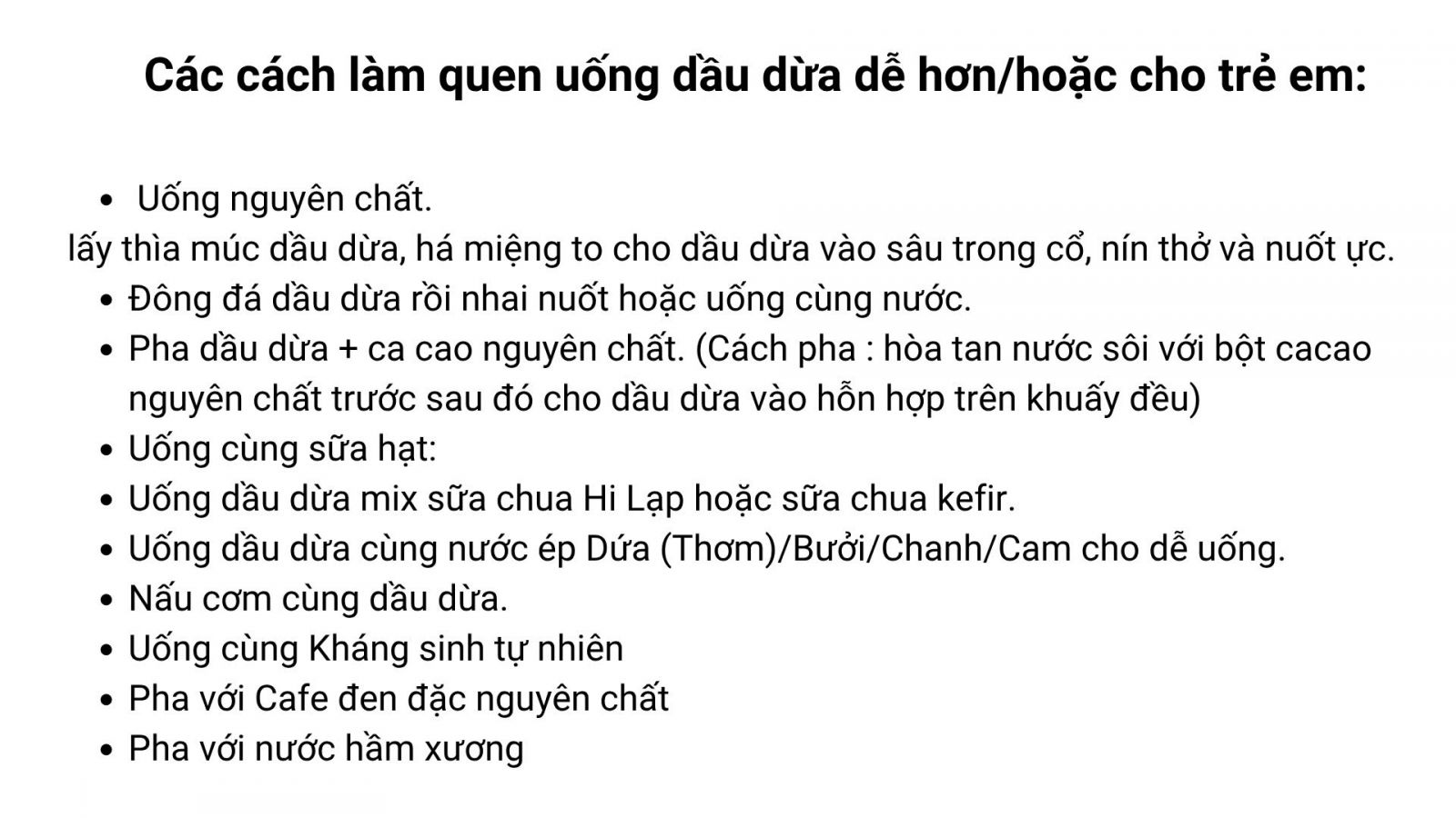 Các cách uống dầu dừa dễ hơn